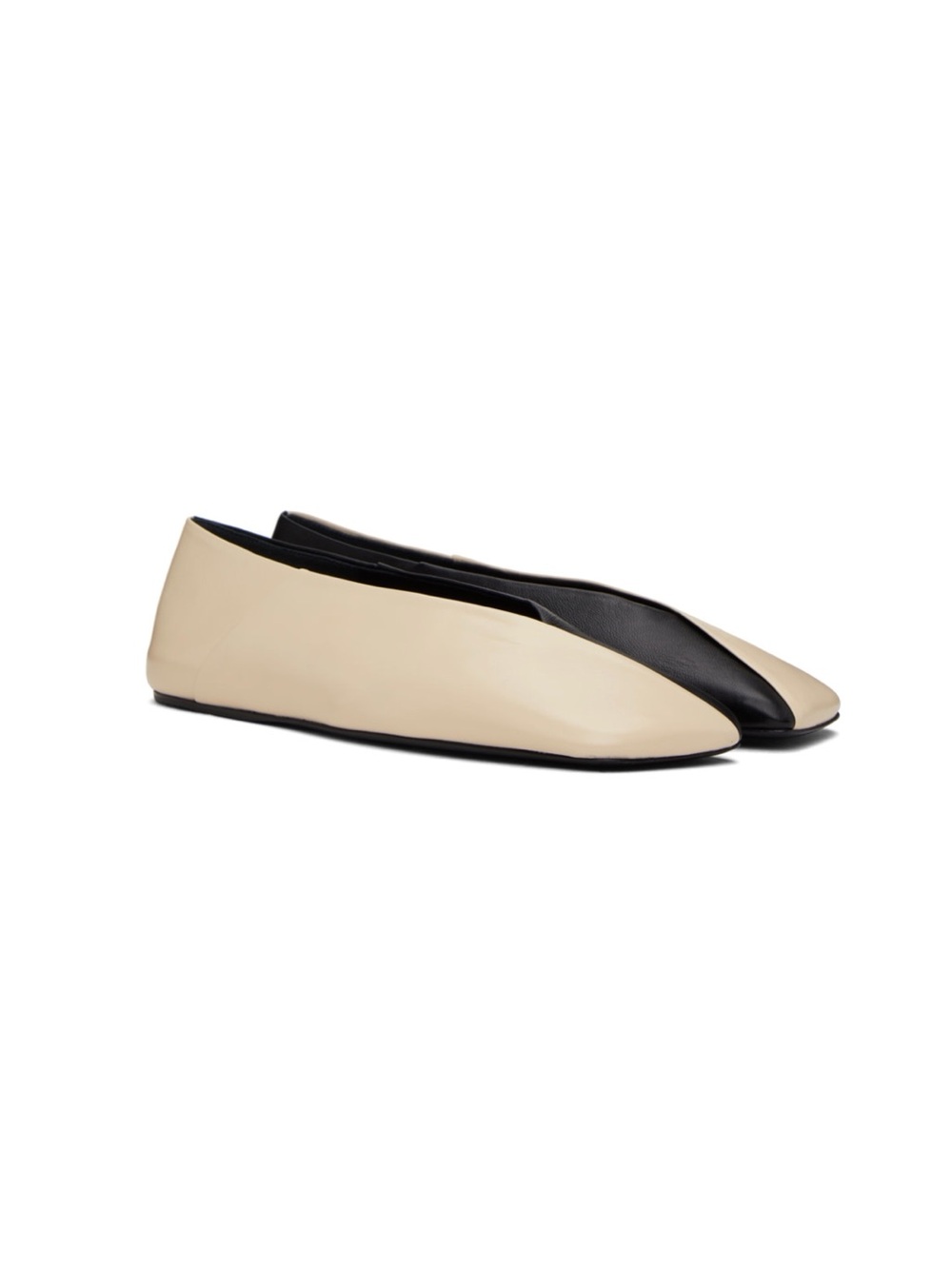 Jil Sander Two-Tone Black and Cream Ballet Flat